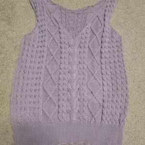 Beige Cable Knit Sweater Vest